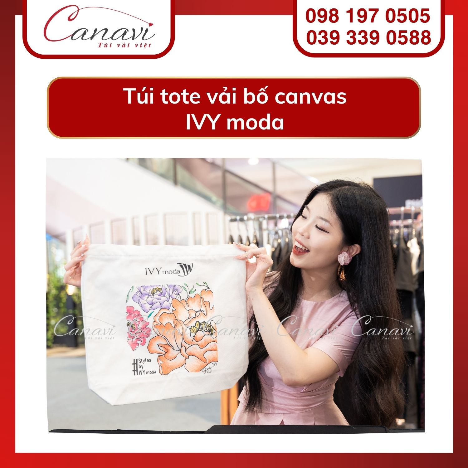 Túi Vải Canavi - Công ty sản xuất túi vải bố hàng đầu Việt Nam 7 Túi tote vải bố canvas IVY moda