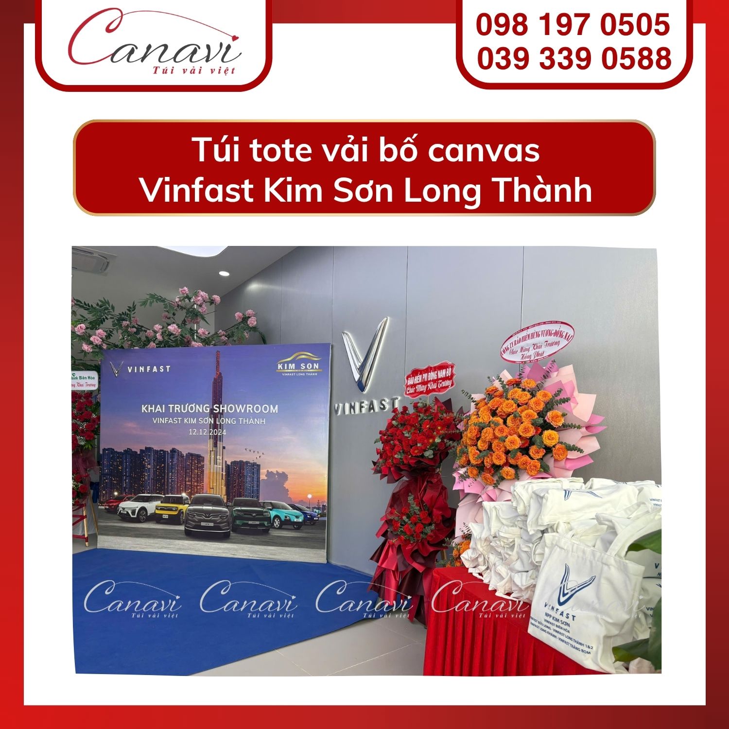 Túi Vải Canavi - Công ty sản xuất túi vải bố hàng đầu Việt Nam 6 Túi tote vải bố canvas Vinfast Kim Sơn Long Thành