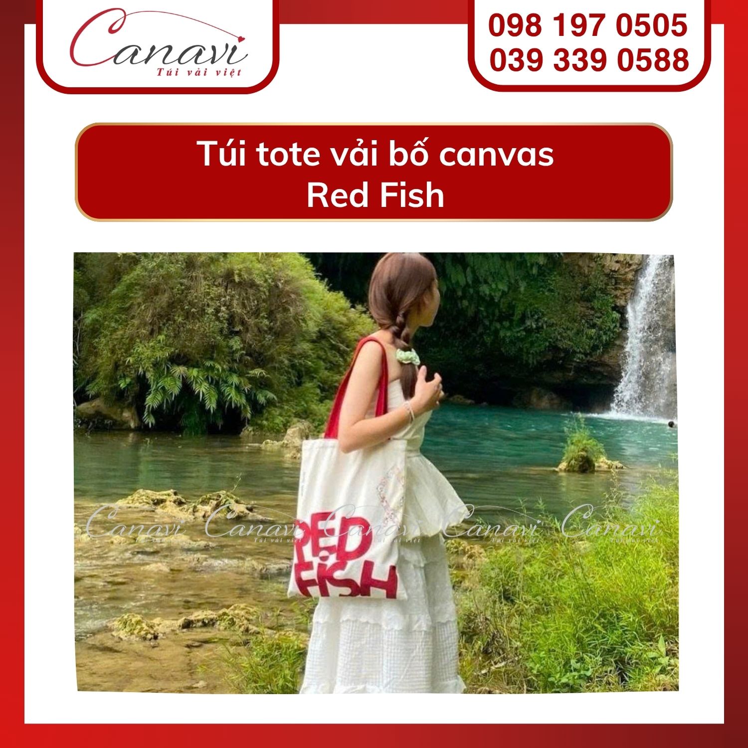 Túi Vải Canavi - Công ty sản xuất túi vải bố hàng đầu Việt Nam 10 Túi tote vải bố canvas Red Fish