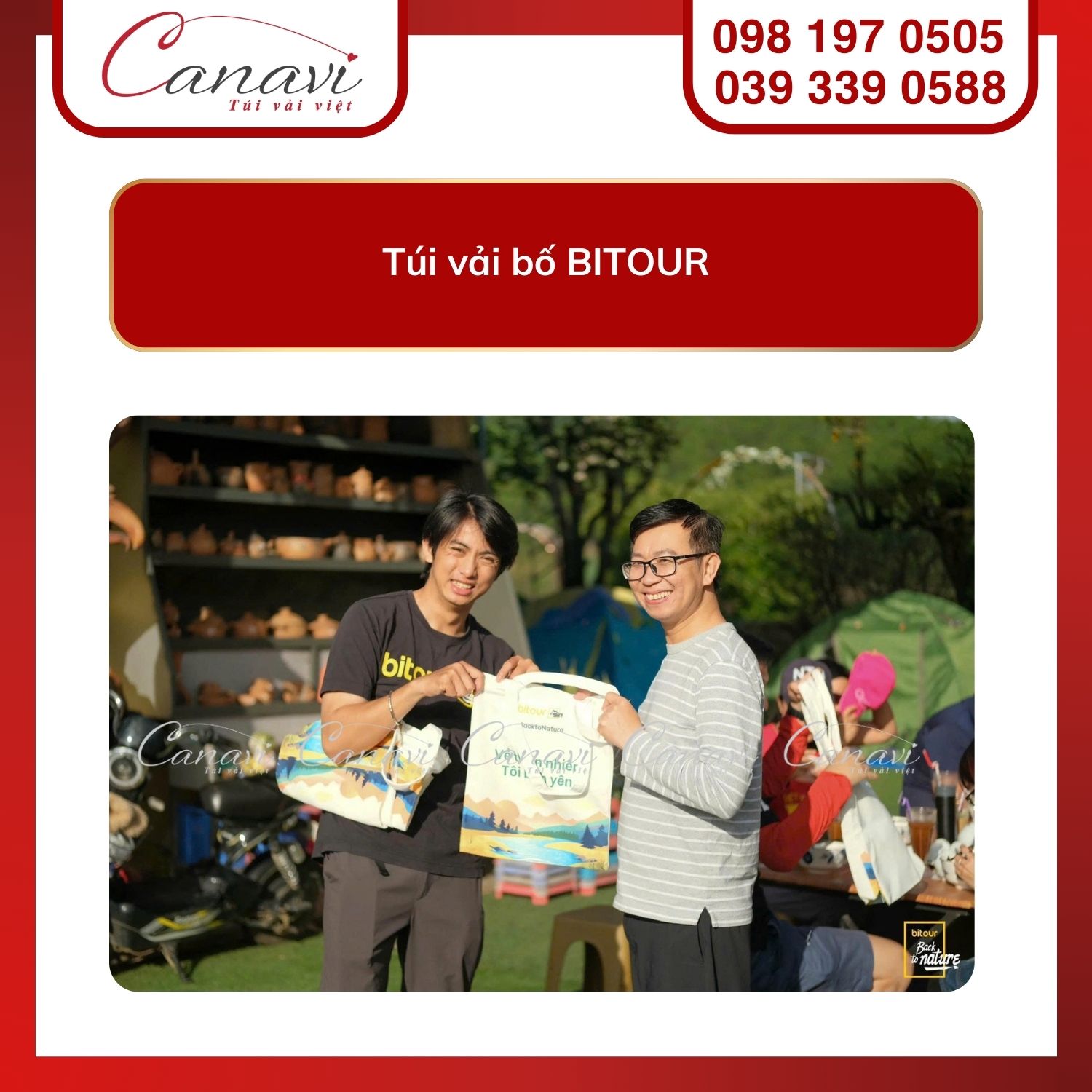 10+ mẫu túi vải quà tặng doanh nghiệp đẹp, đa dạng ngành nghề cho mùa Tết 2026 11 Túi vải bố BITOUR