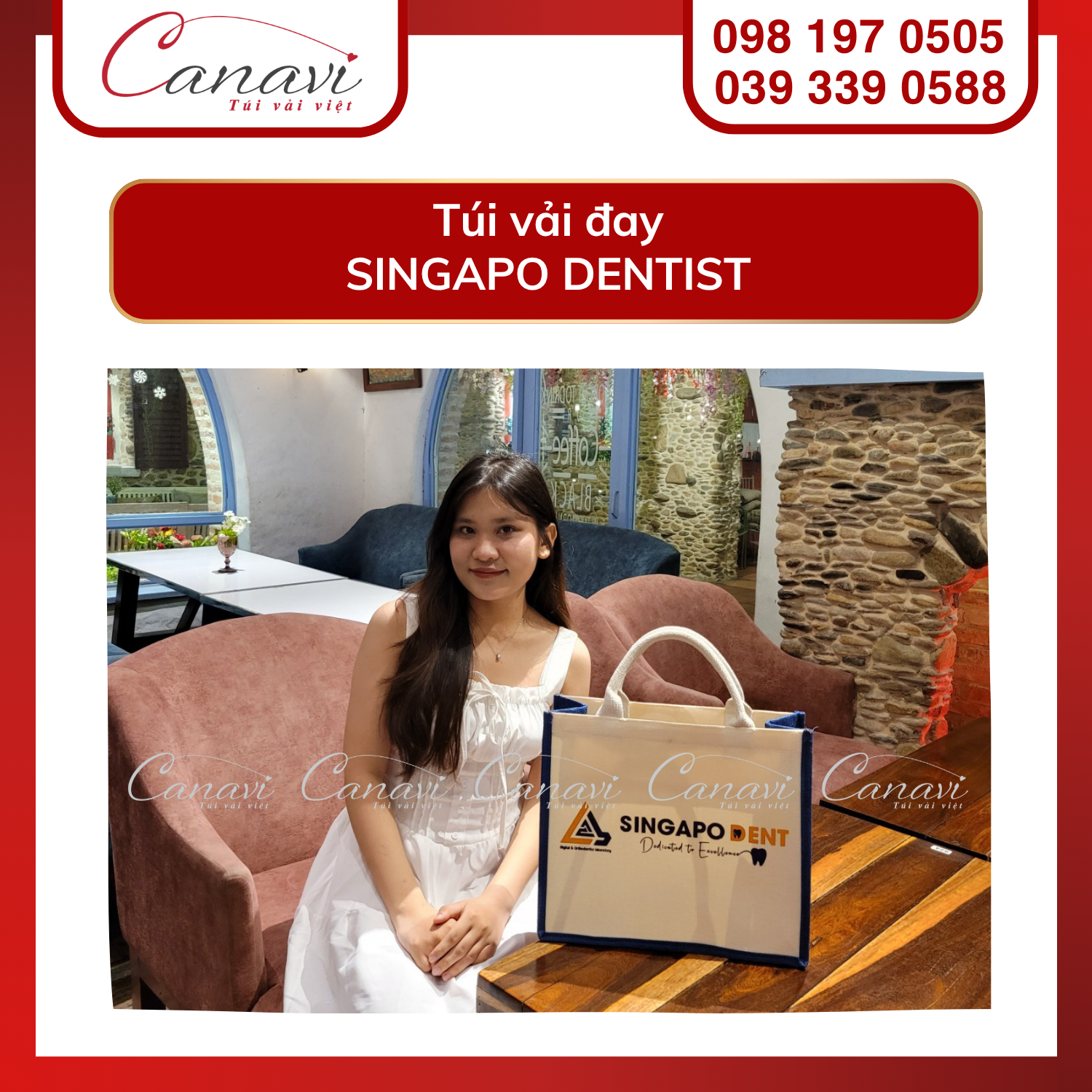 Túi vải đay Singapo Dentist