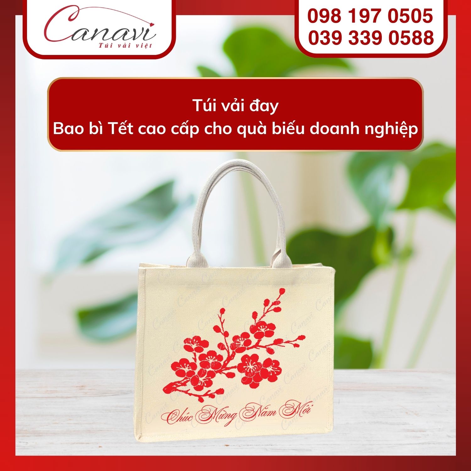 Xưởng Canavi nhận OEM túi vải số lượng lớn: Giải pháp bao bì Tết 2026 cho công ty quà tặng, nhà phân phối 4 Túi vải đay: Bao bì Tết cao cấp cho quà biếu, quà doanh nghiệp