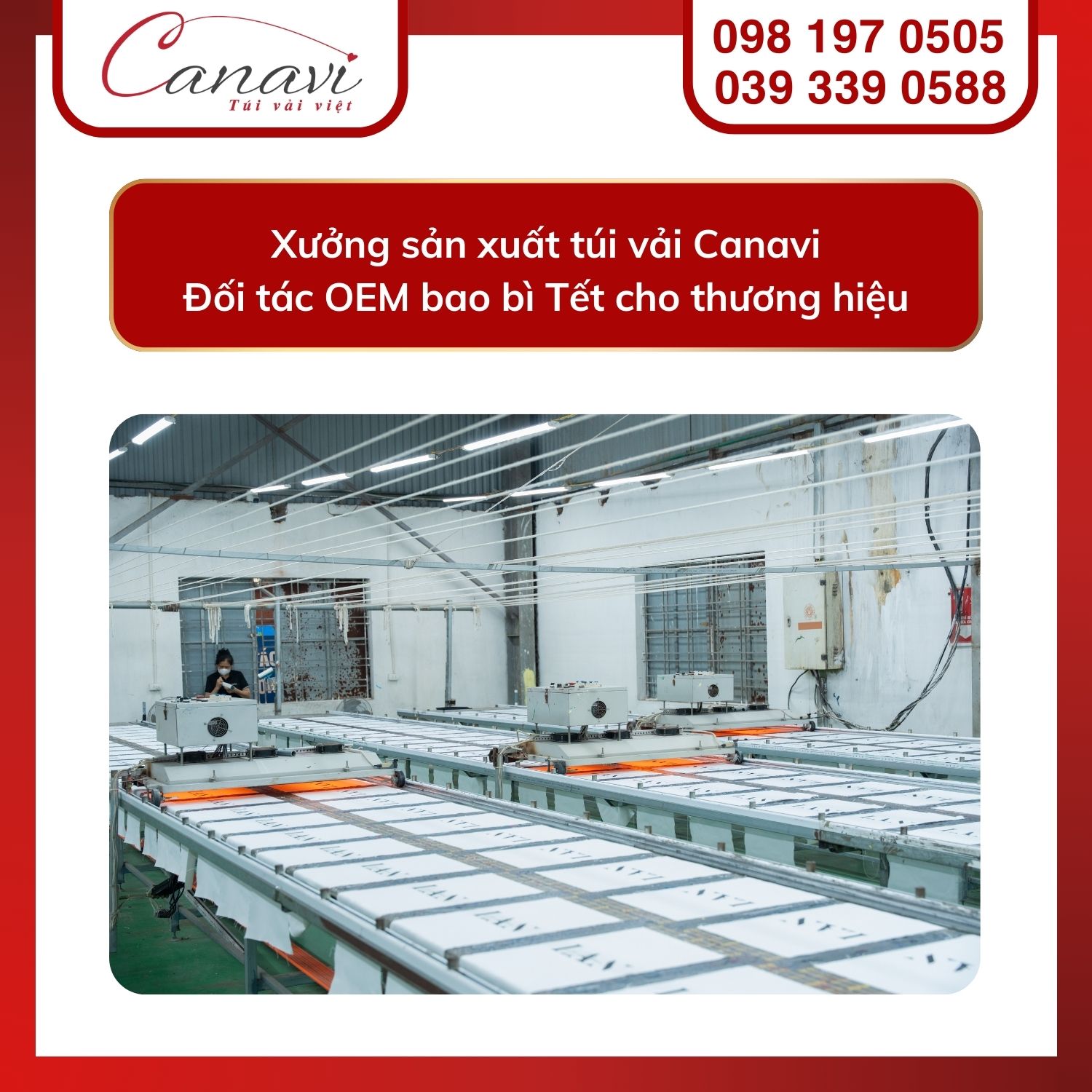 Xưởng Canavi nhận OEM túi vải số lượng lớn: Giải pháp bao bì Tết 2026 cho công ty quà tặng, nhà phân phối 6 Xưởng sản xuất túi vải Canavi - Đối tác OEM bao bì Tết cho thương hiệu