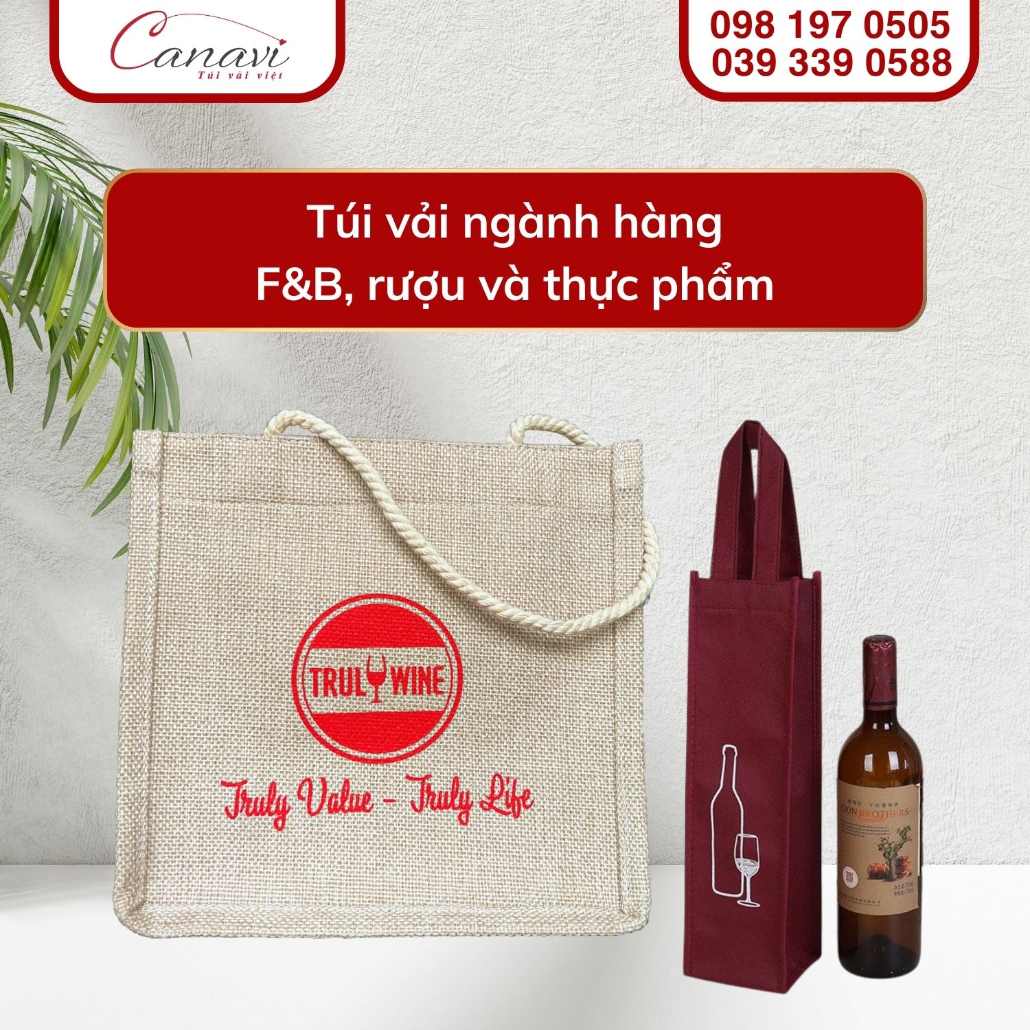 Túi vải ngành hàng F&B, rượu và thực phẩm