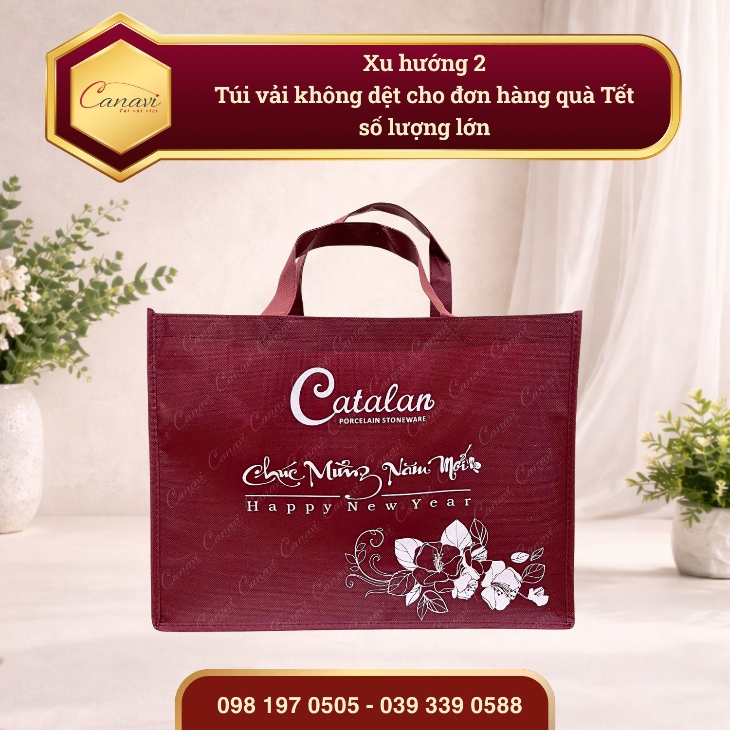 Xu hướng 2: Túi vải không dệt cho đơn hàng quà Tết số lượng lớn