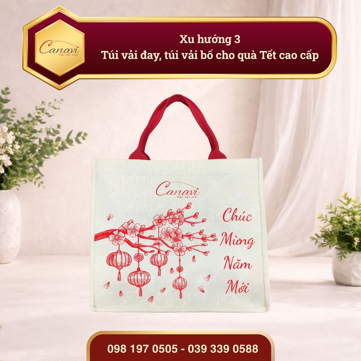 Xu hướng 3: Túi vải đay, túi vải bố cho quà Tết cao cấp