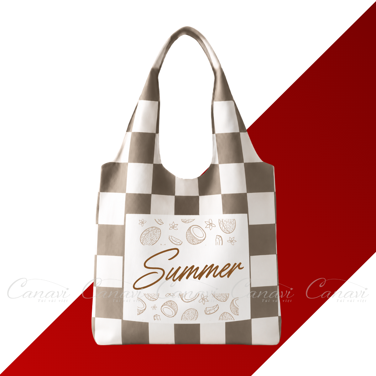 Túi vải Tay Nải Coconut Gingham TVTN03 2 Tui-vai-tay-nai-coconut-gingham-
